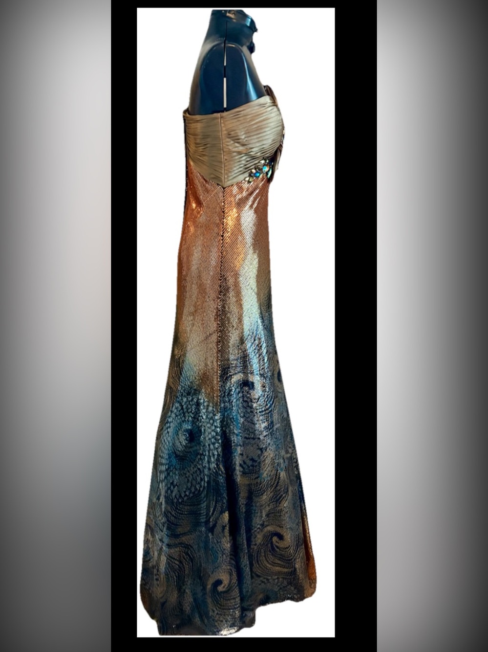 Blush Prom Dress Size 8 One Shoulder Beaded Ombre Sequin  Evening Gown - Picture 2 of 7